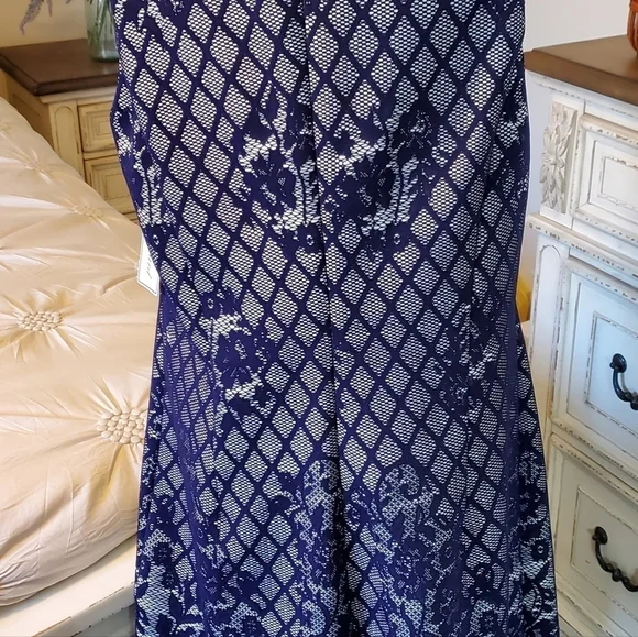 NWOT J Howard Sleevless White Dress with Blue Lace Overlay Sz16 - Picture 3 of 17